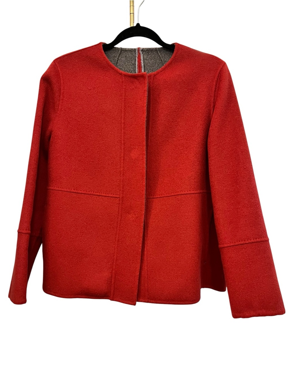 Lafayette 148 New York Red Collarless wool/cashmere blend Jacket Sz M like new